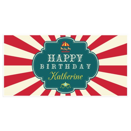 Vintage Red Circus Birthday Banner Party Decor