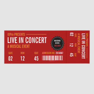 Vintage Red Concert Ticket Voucher Customizable