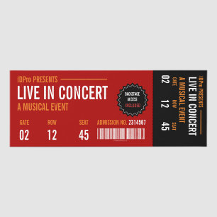Vintage Red Concert Ticket Voucher Customizable
