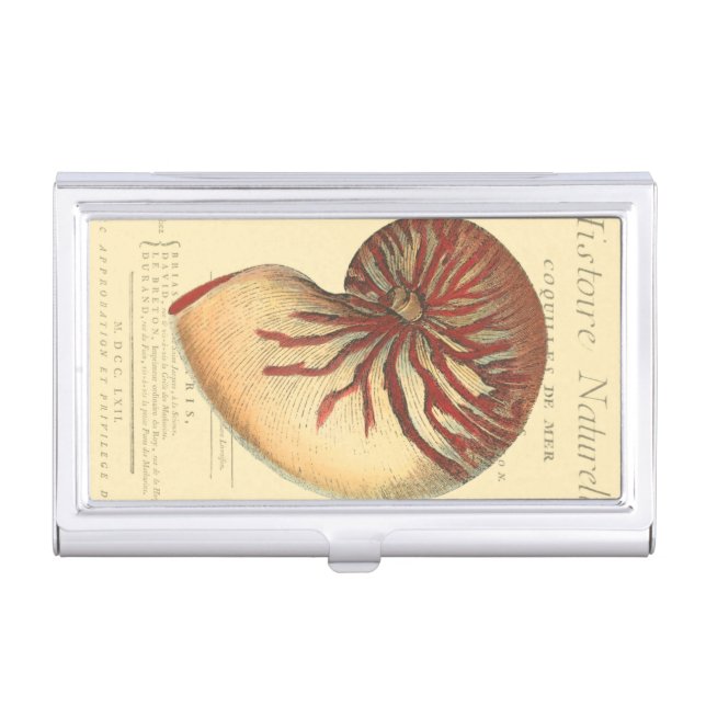 Vintage Red Conch Shell Business Card Holder (Front)
