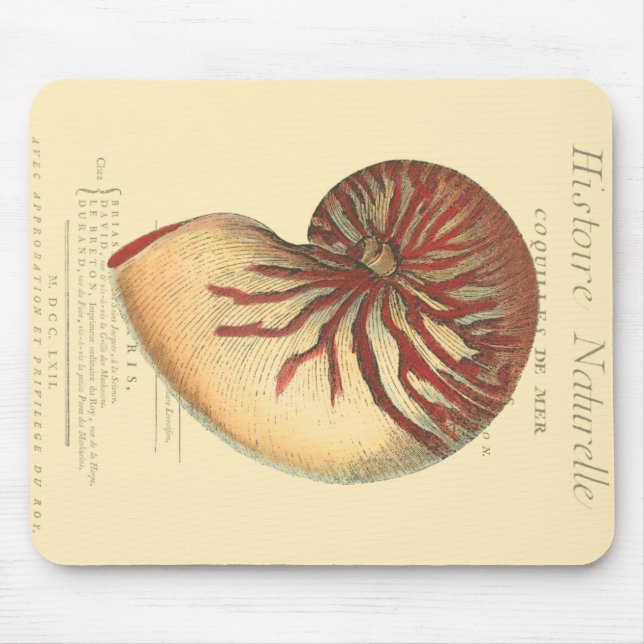 Vintage Red Conch Shell Mouse Pad (Front)