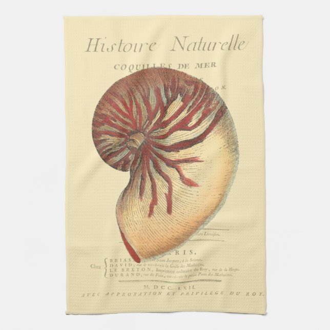 Vintage Red Conch Shell Towel (Vertical)