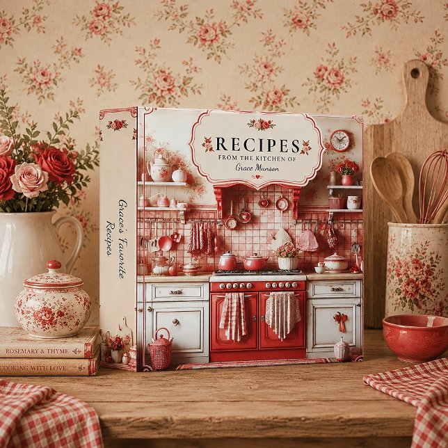 Vintage Red Cottage Kitchen Recipe | 3 Ring Binder (Creator Uploaded)