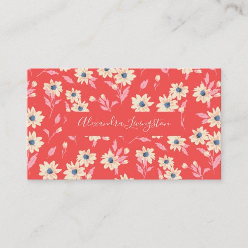 Vintage Red Country Farmhouse Floral Modern Small Business Card