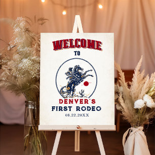 Vintage Red Cowboy First Rodeo Birthday Party Foam Board