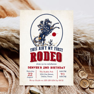 Vintage Red Cowboy Rodeo 2nd Birthday  Invitation