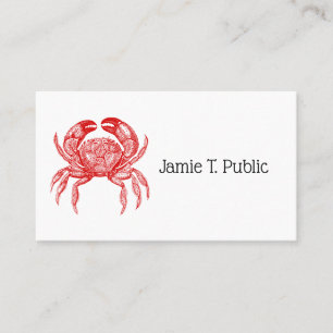 Vintage Red Crab #1 Drawing Business Card