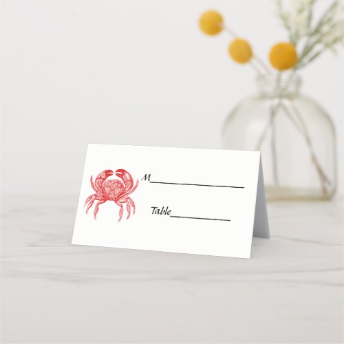 Vintage Red Crab 1 Drawing Place Card
