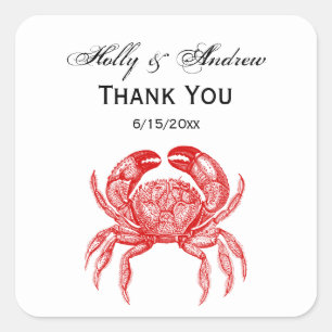 Vintage Red Crab #1 Drawing Square Sticker
