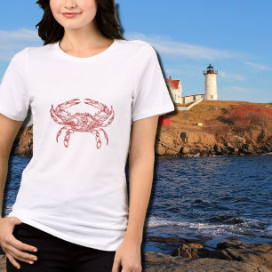 Vintage red crab in kraft Tri-Blend shirt