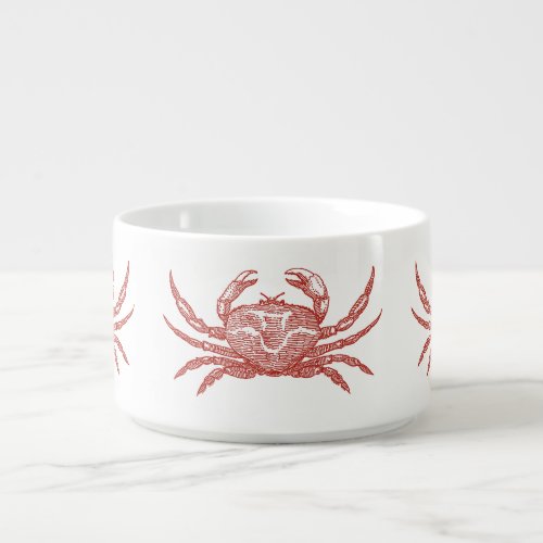 Vintage Red Crab Woodcut Bowl