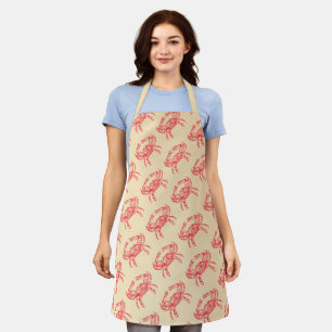 Vintage red crabs apron