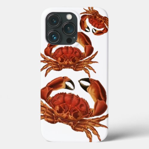 Vintage Red Crabs Crustacean Shellfish Pinchers iPhone 13 Pro Case