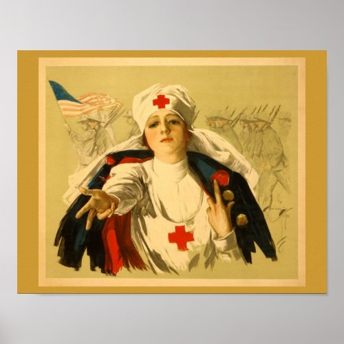 Vintage Red Cross Nurse Poster
