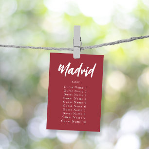 Vintage Red Custom Table Name Seating Assignment Number
