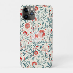 Vintage Red Daisy Floral Pattern - Botanical iPhone 11 Pro Case