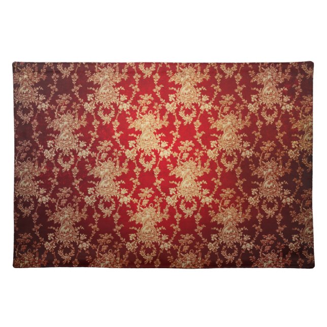 Vintage Red Damask Placemat (Front)