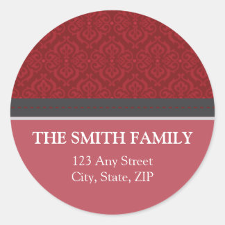 Vintage Red Damask Return Address Sticker
