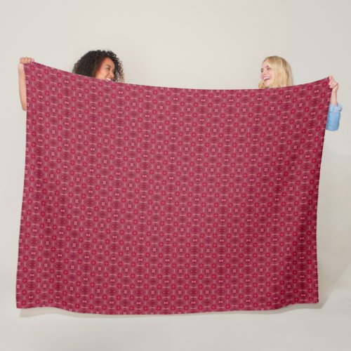 Vintage Red Denim Silk Pattern Quilt Fleece Blanket