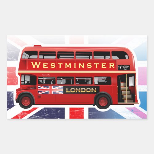 Vintage Red Double_decker London Bus Rectangular Sticker