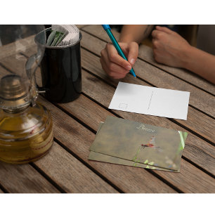 Vintage Red Dragonfly Custom Botanical Note Postcard