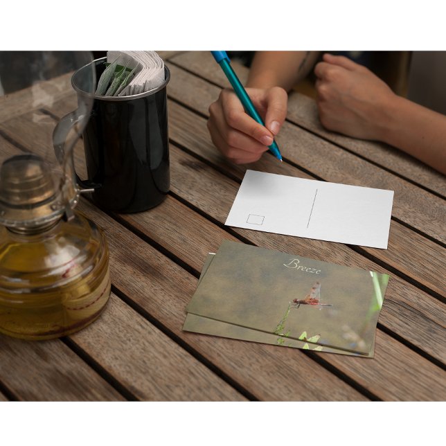 Vintage Red Dragonfly Custom Botanical Note Postcard (Creator Uploaded)