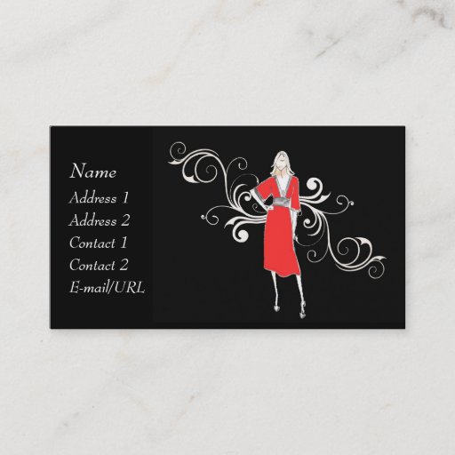 Customizable Vintage Red dress - Customize Business Card Templates