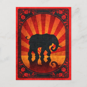 Vintage Red Elephant Silhouette Poster Postcard