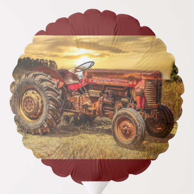 Vintage Red Farm Tractor Balloon (Back)