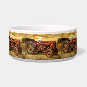 Vintage Red Farm Tractor Bowl