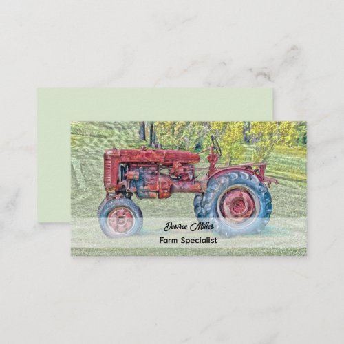 Vintage Red Farm Tractor Business Card