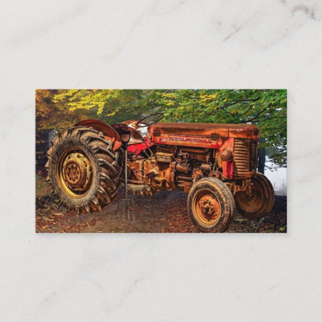 Vintage Red Farm Tractor Business Card (Front)