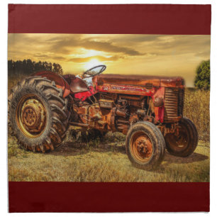 Vintage Red Farm Tractor Cloth Napkin