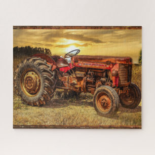 Vintage Red Farm Tractor Jigsaw Puzzle