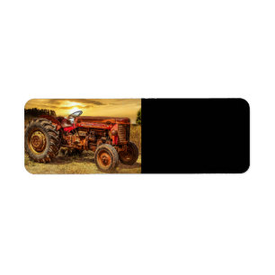 Vintage Red Farm Tractor Label