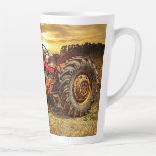 Vintage Red Farm Tractor Latte Mug