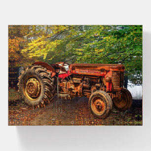 Vintage Red Farm Tractor Paperweight