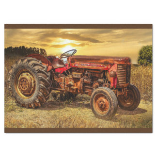 Vintage Red Farm Tractor Tissue Paper