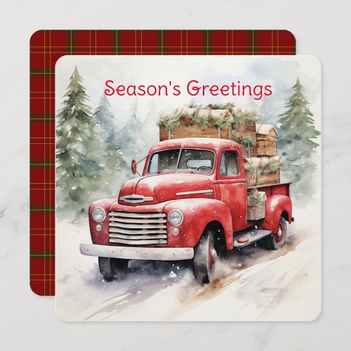 Vintage Red Farm Truck Decorated For Christmas Paper Dinner Napkins