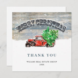 Vintage Red Farm Truck Holiday Corporate Christmas Thank You Card