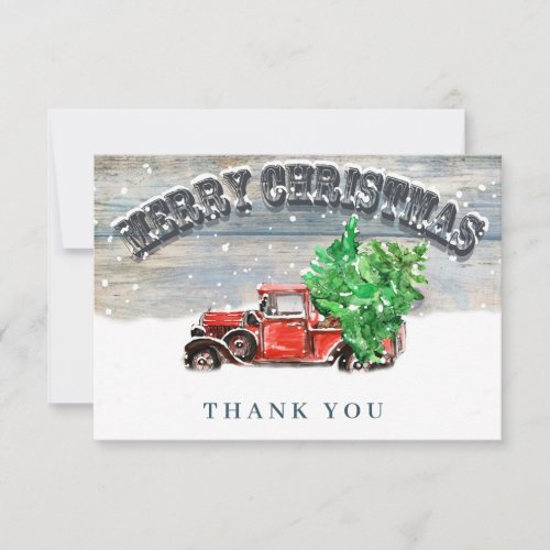 Vintage Red Farm Truck Holiday Corporate Christmas Thank You Card