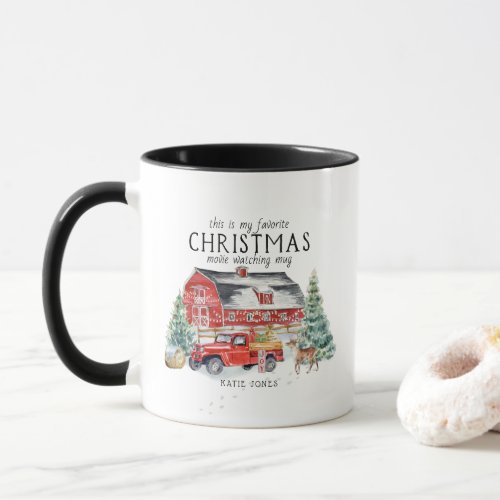 Vintage Red Farmhouse Truck  Favorite Christmas Mug