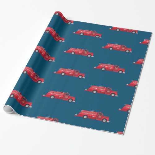 Vintage Red Fire Engine Fire Truck Wrapping Paper