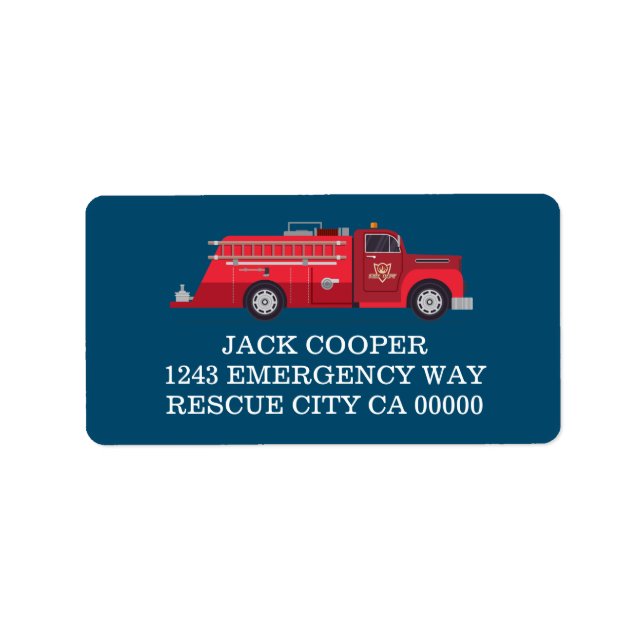 Vintage Red Fire Truck Address Label (Front)