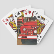 Vintage Red Fire Truck Classic Playing Cards
