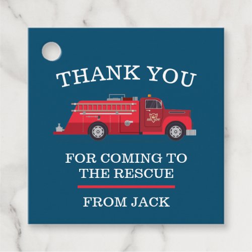 Vintage Red Fire Truck Favor Tags