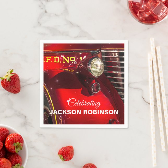 Vintage Red Fire Truck Napkins (Insitu)