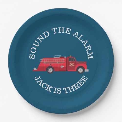 Vintage Red Fire Truck Paper Plates