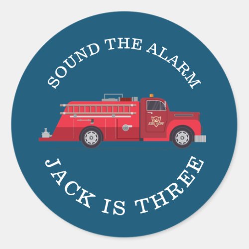 Vintage Red Fire Truck Party Classic Round Sticker