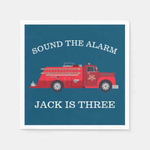 Vintage Red Fire Truck Party Napkins